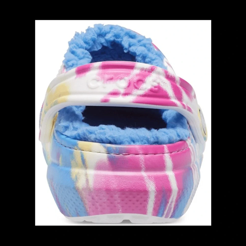 🐊Crocs Classic Lined Tie Dye Clogs Powder Blue/Multi. Size 7 - Picture 2 of 7